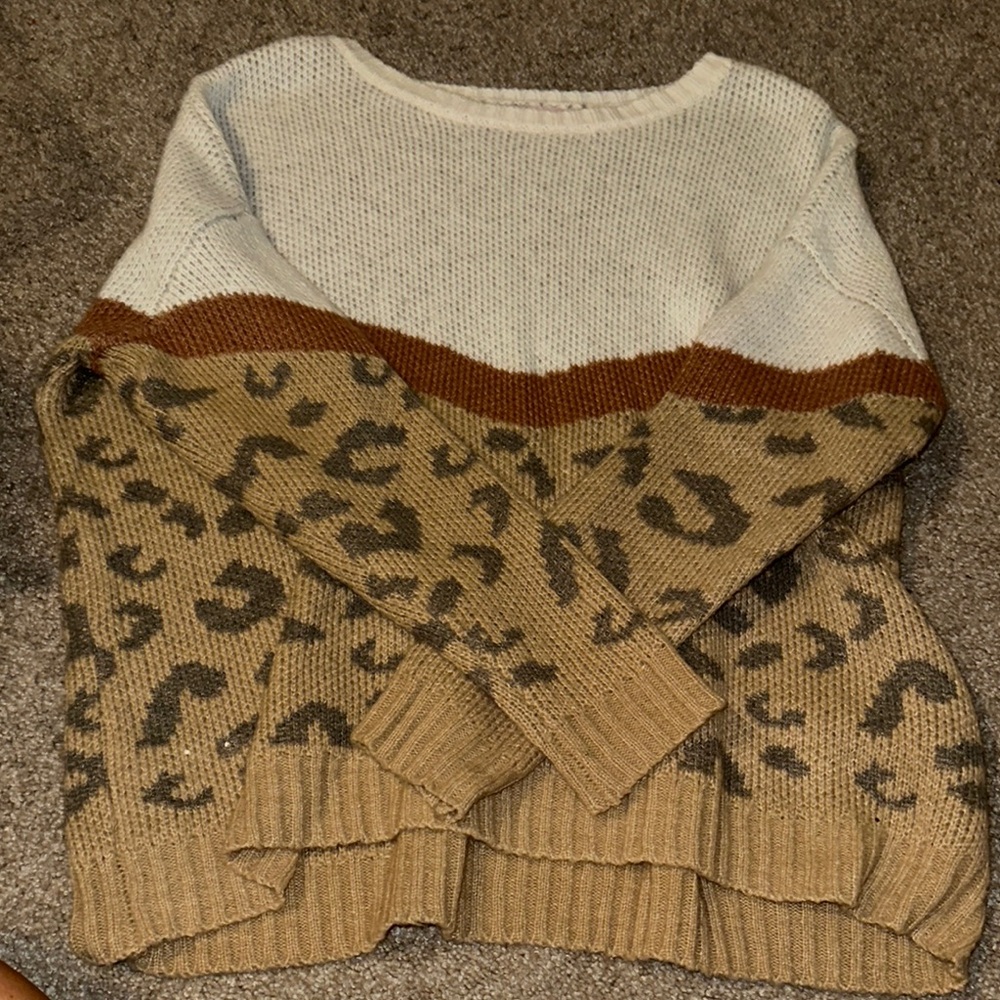 Pink Lily White and Brown Leopard Sweater
